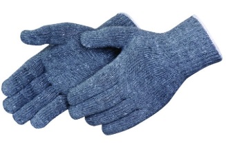 Regular weight gray cotton/poly string knit glove - Latex, Supported